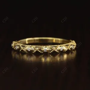 0.035CT Round Cut Natural Diamond Art Deco Wedding Band