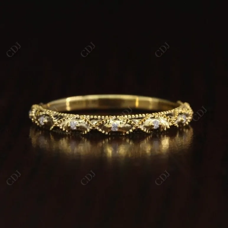 0.035CT Round Cut Natural Diamond Art Deco Wedding Band