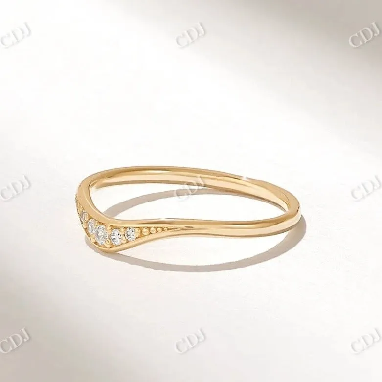 0.07CTW Diamond Solid Gold Curved Wedding Band