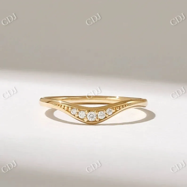 0.07CTW Diamond Solid Gold Curved Wedding Band