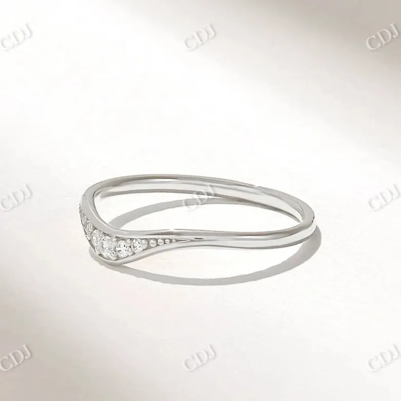 0.07CTW Diamond Solid Gold Curved Wedding Band