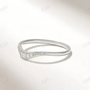 0.07CTW Diamond Solid Gold Curved Wedding Band