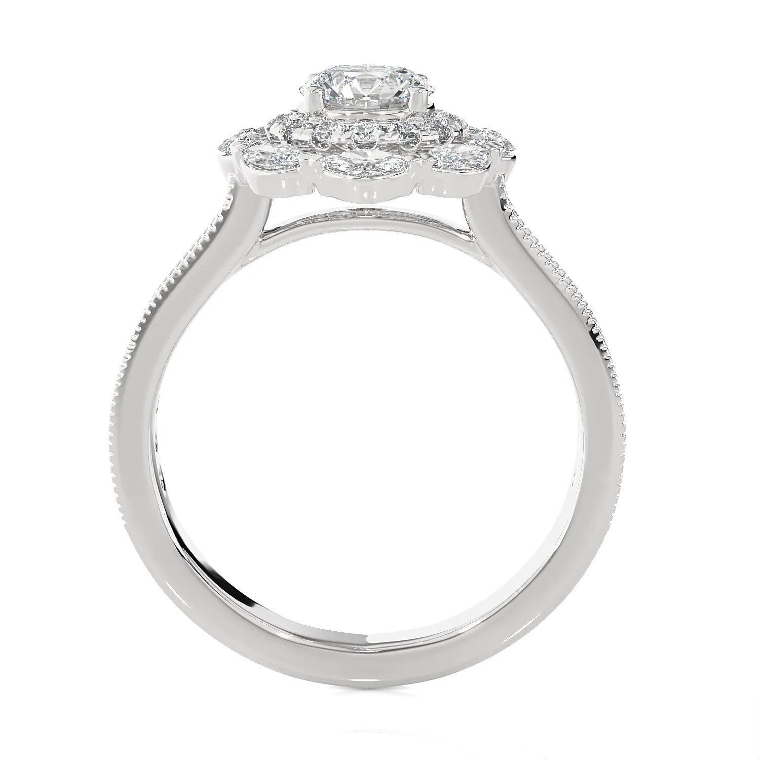 1 1/2 ctw Round Lab Grown Diamond Halo Engagement Ring