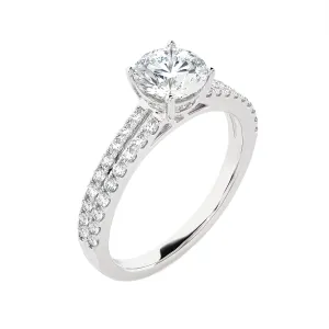 1 1/2 ctw Round Lab Grown Diamond Side Stone Engagement Ring