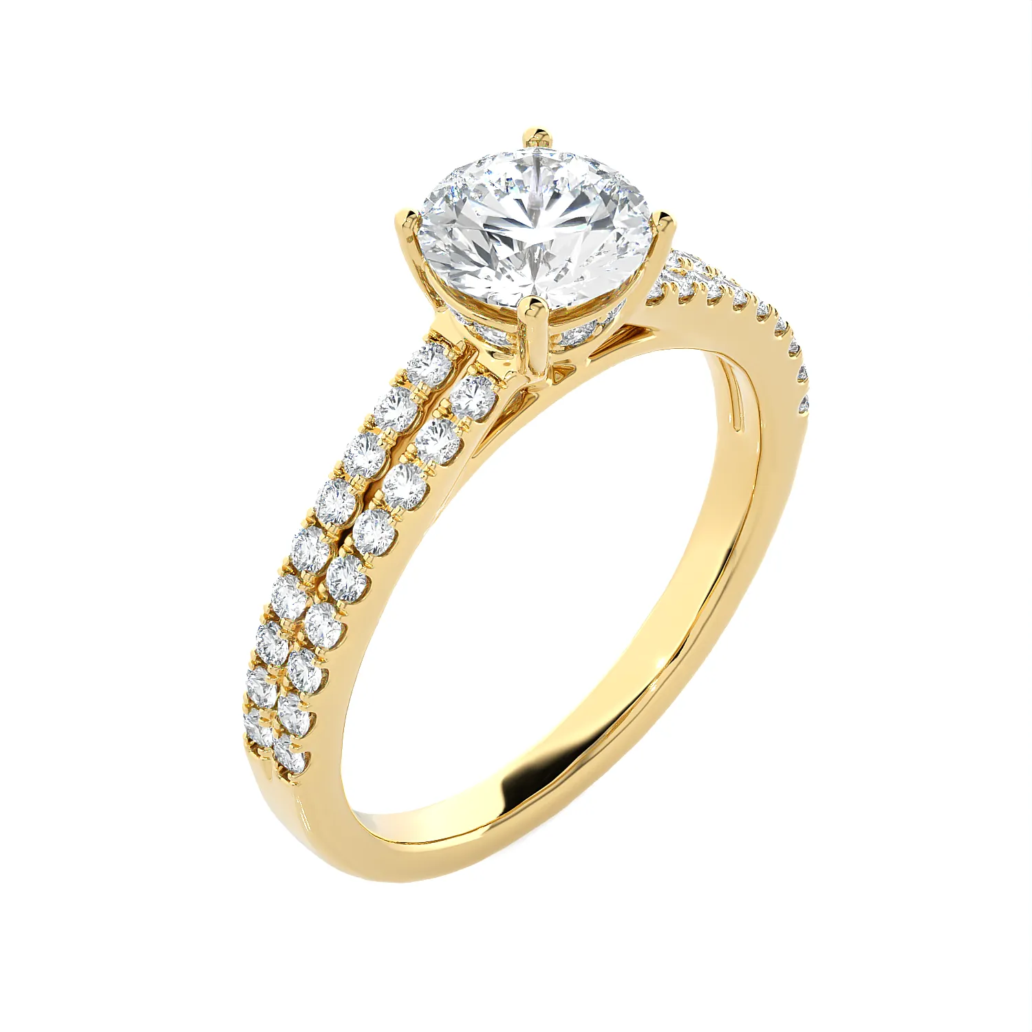 1 1/2 ctw Round Lab Grown Diamond Side Stone Engagement Ring