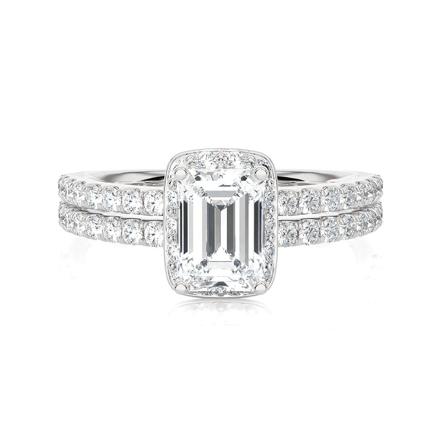 1 3/4 ctw Emerald-Cut Lab Grown Diamond Halo Engagement Ring