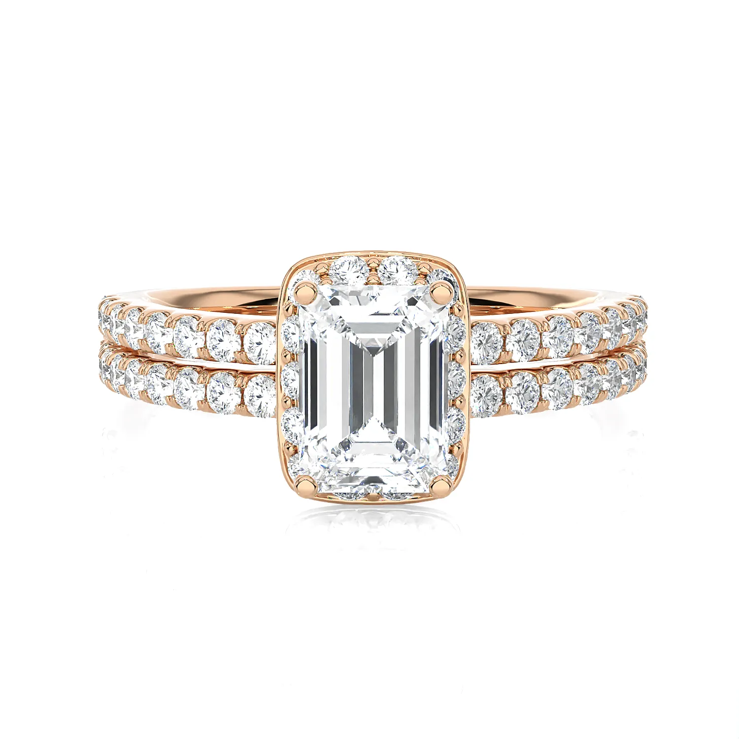 1 3/4 ctw Emerald-Cut Lab Grown Diamond Halo Engagement Ring