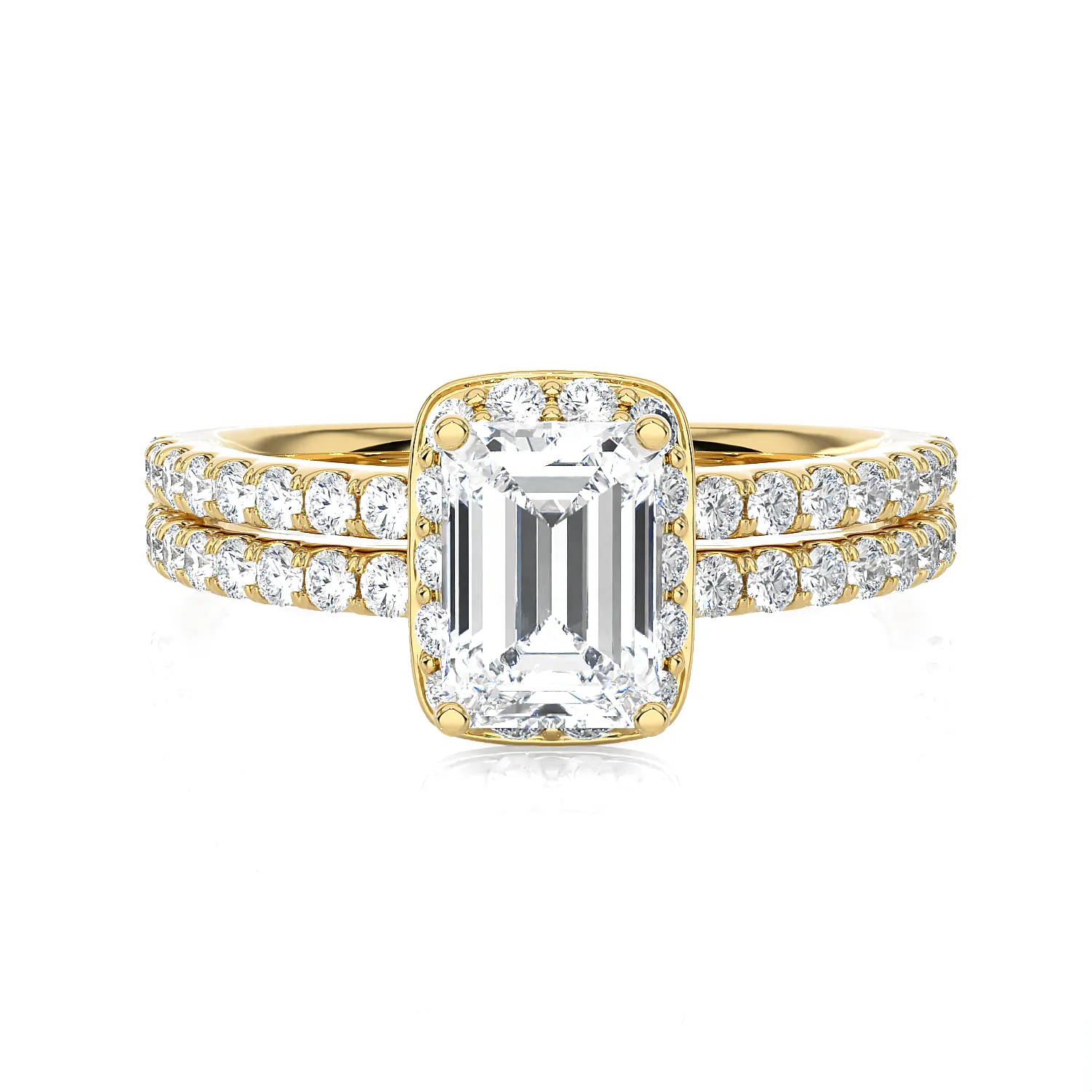 1 3/4 ctw Emerald-Cut Lab Grown Diamond Halo Engagement Ring