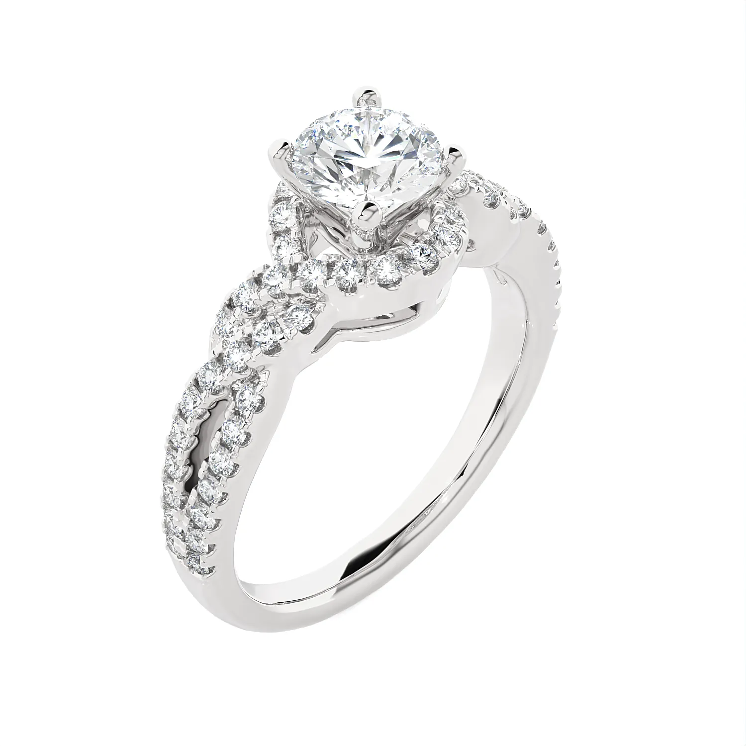 1 3/8 ctw Round Lab Grown Diamond Side Stone Engagement Ring