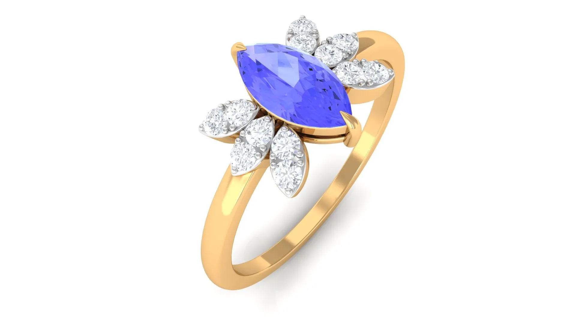 1 CT Marquise Cut Tanzanite and Diamond Promise Ring