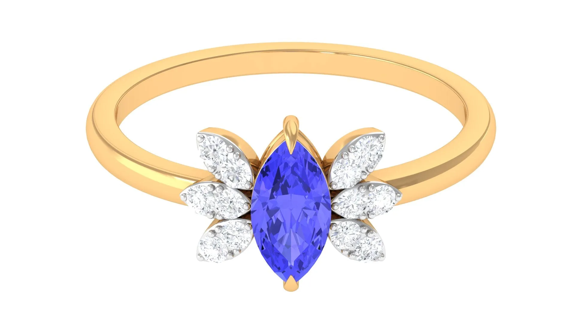 1 CT Marquise Cut Tanzanite and Diamond Promise Ring