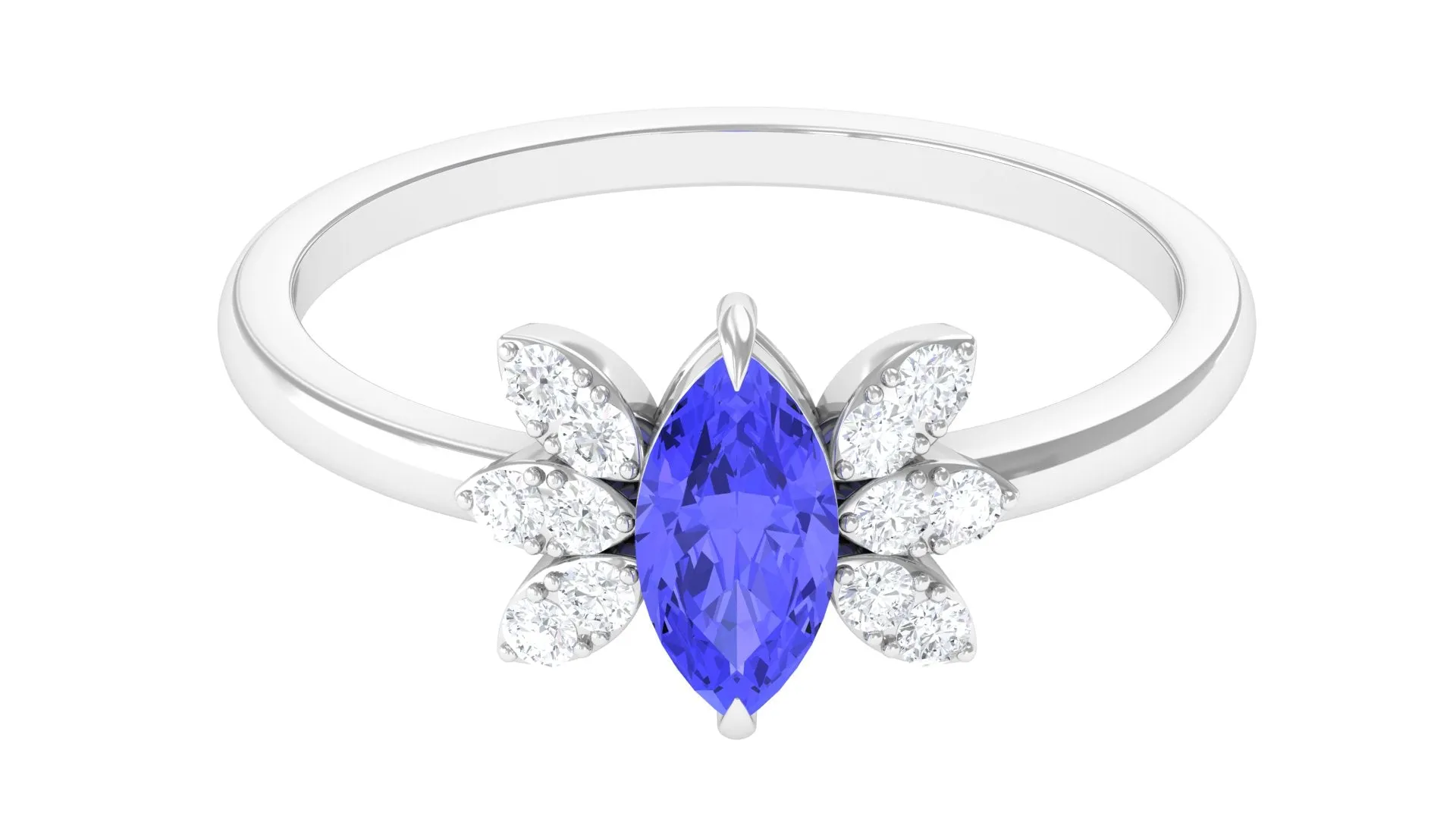 1 CT Marquise Cut Tanzanite and Diamond Promise Ring