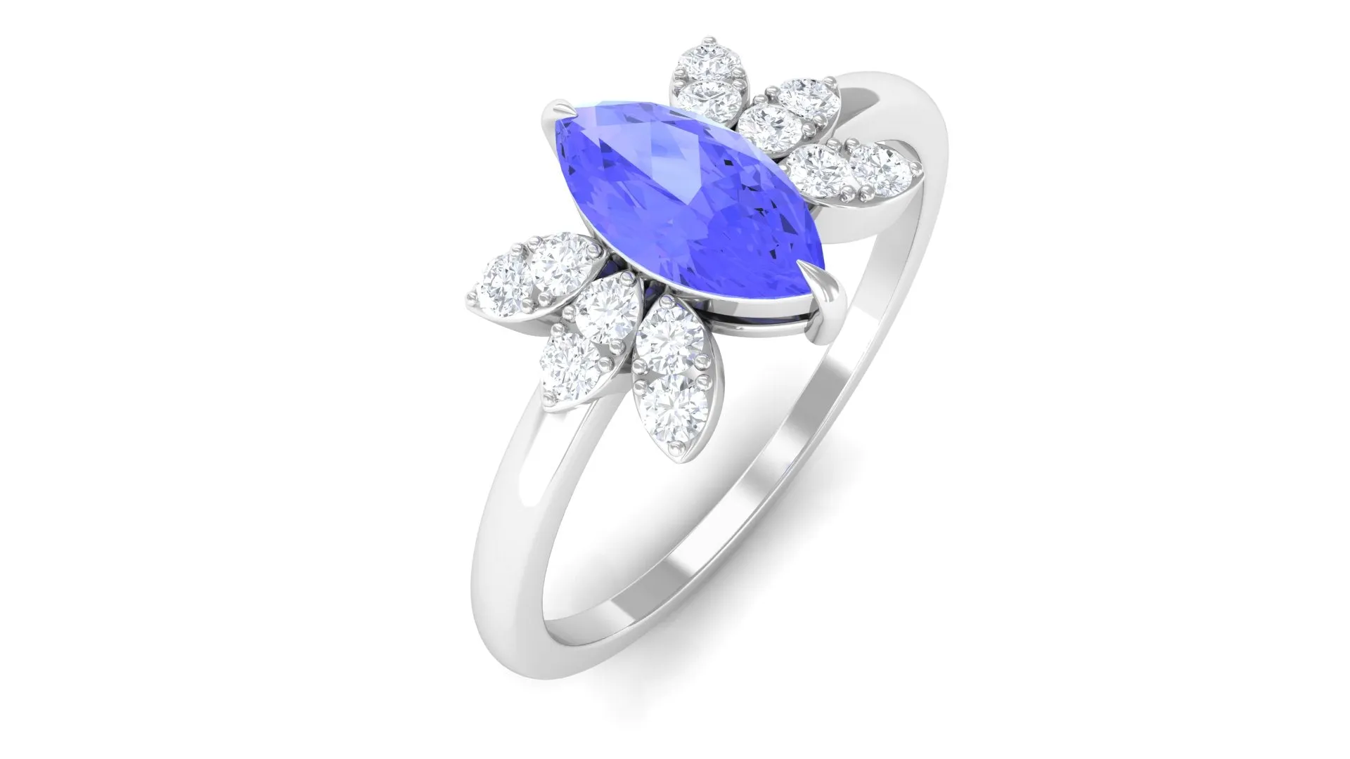 1 CT Marquise Cut Tanzanite and Diamond Promise Ring