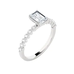 1 ctw Emerald-Cut Lab Grown Diamond Side Stone Engagement Ring