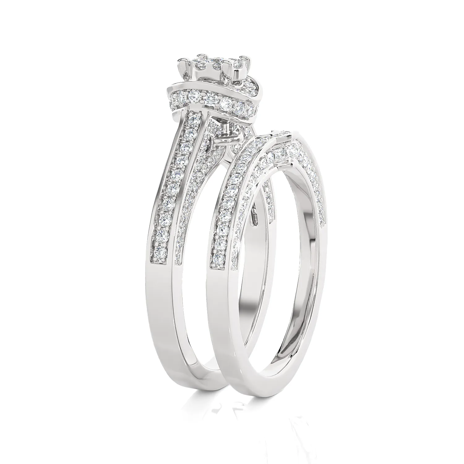 1 ctw Round Lab Grown Diamond Halo Bridal Set Ring