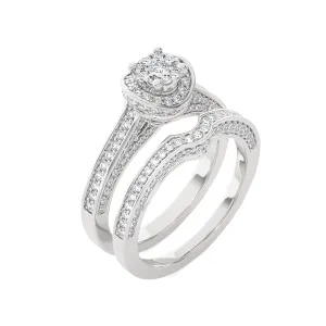 1 ctw Round Lab Grown Diamond Halo Bridal Set Ring