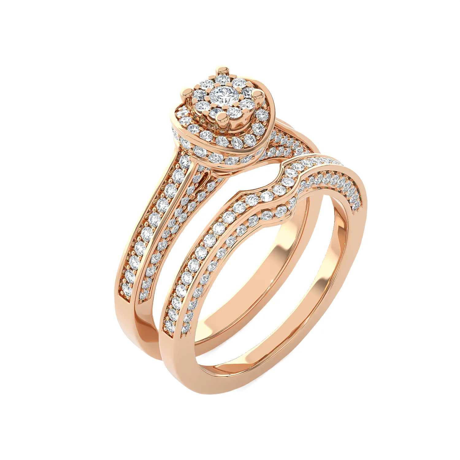 1 ctw Round Lab Grown Diamond Halo Bridal Set Ring