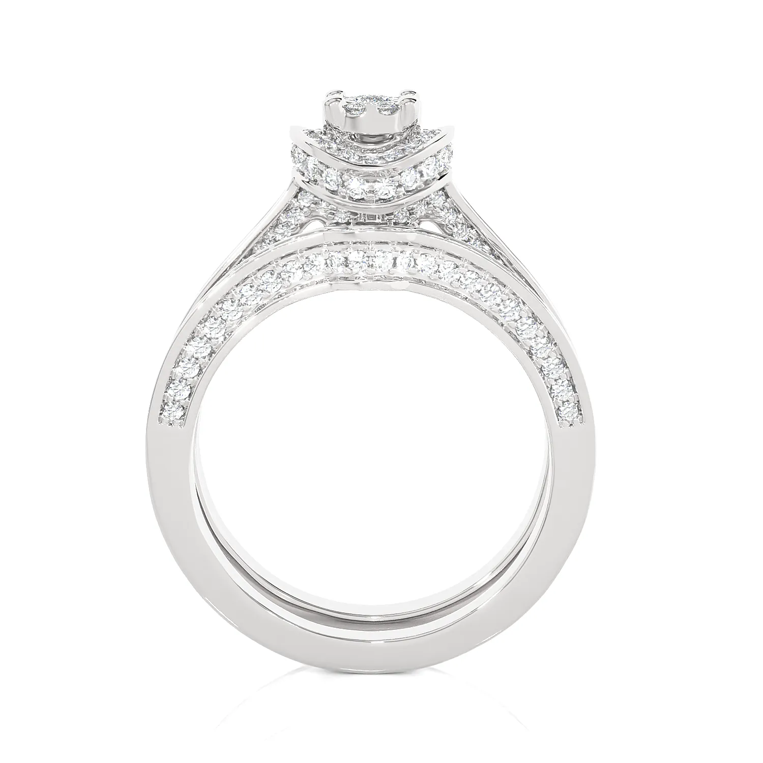 1 ctw Round Lab Grown Diamond Halo Bridal Set Ring