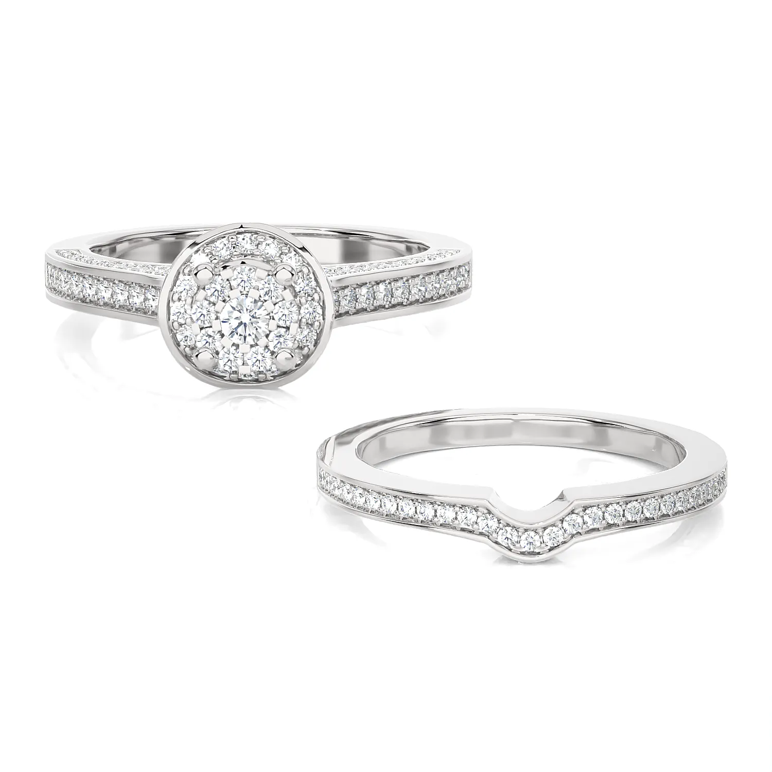 1 ctw Round Lab Grown Diamond Halo Bridal Set Ring