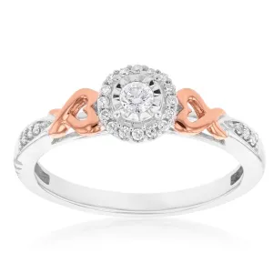 10 Carat White Gold Diamond Ring with Pink Sapphires and Rose gold detail on band