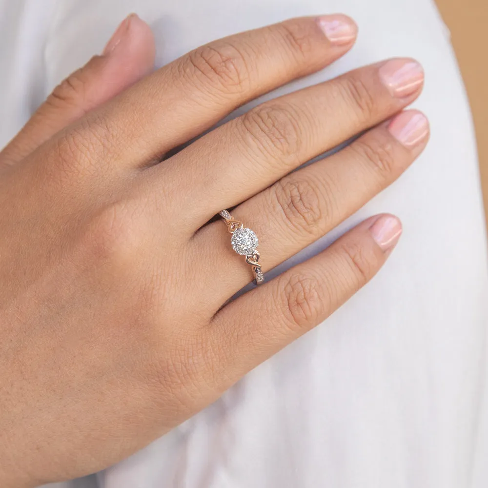 10 Carat White Gold Diamond Ring with Pink Sapphires and Rose gold detail on band