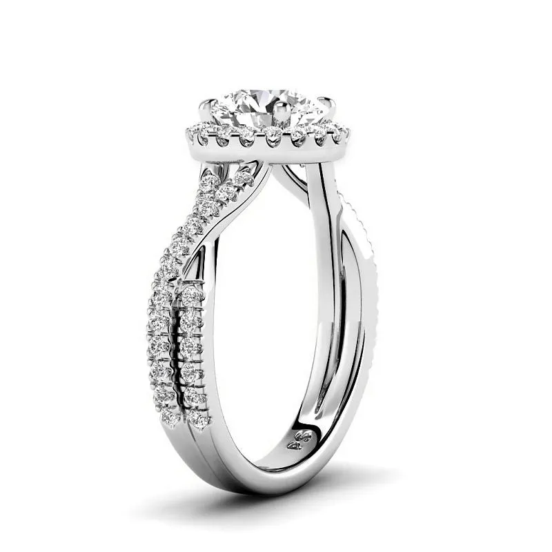 1.00-3.50 CT Round Cut Lab Grown Diamonds - Halo Ring