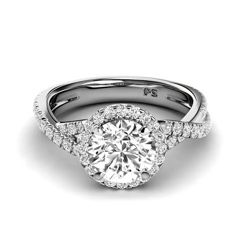 1.00-3.50 CT Round Cut Lab Grown Diamonds - Halo Ring