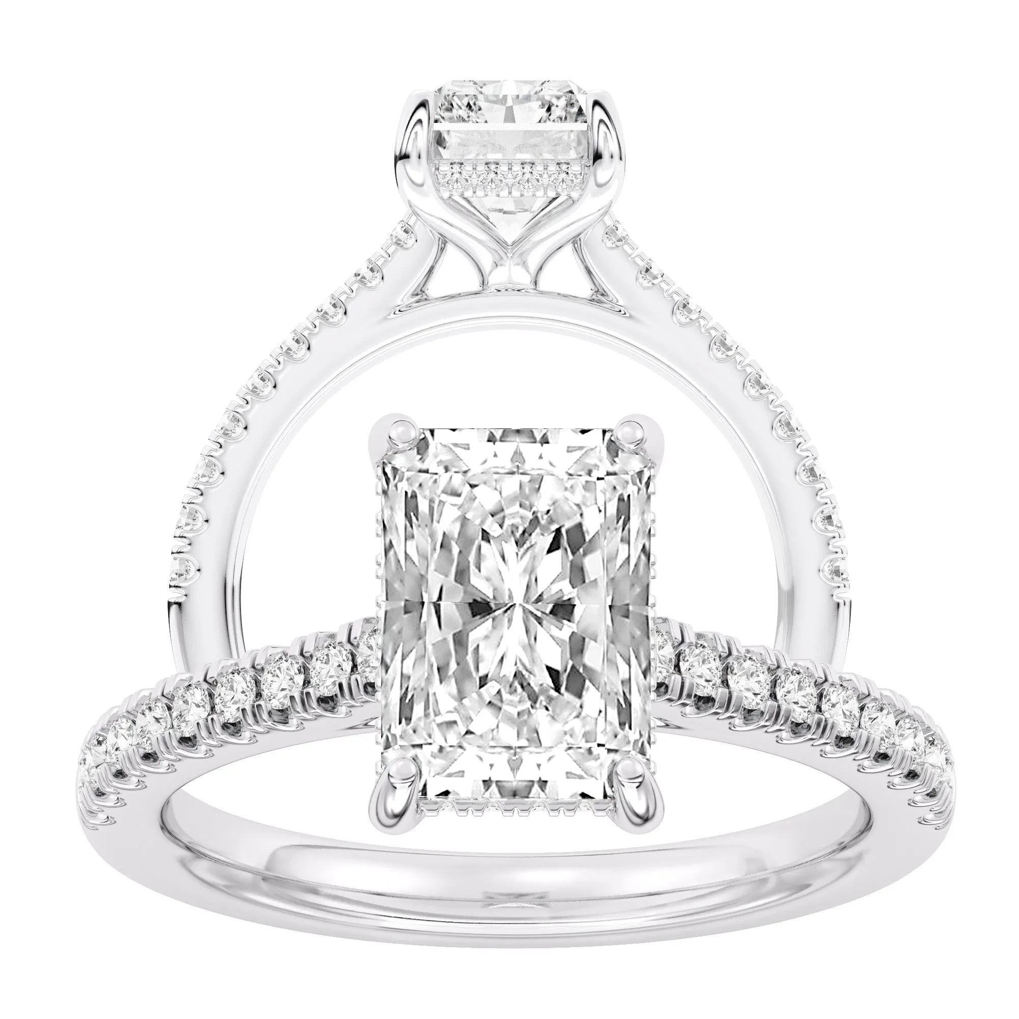 100 Facet 3.34ct Lab Grown Diamond Hidden Halo Engagement Ring