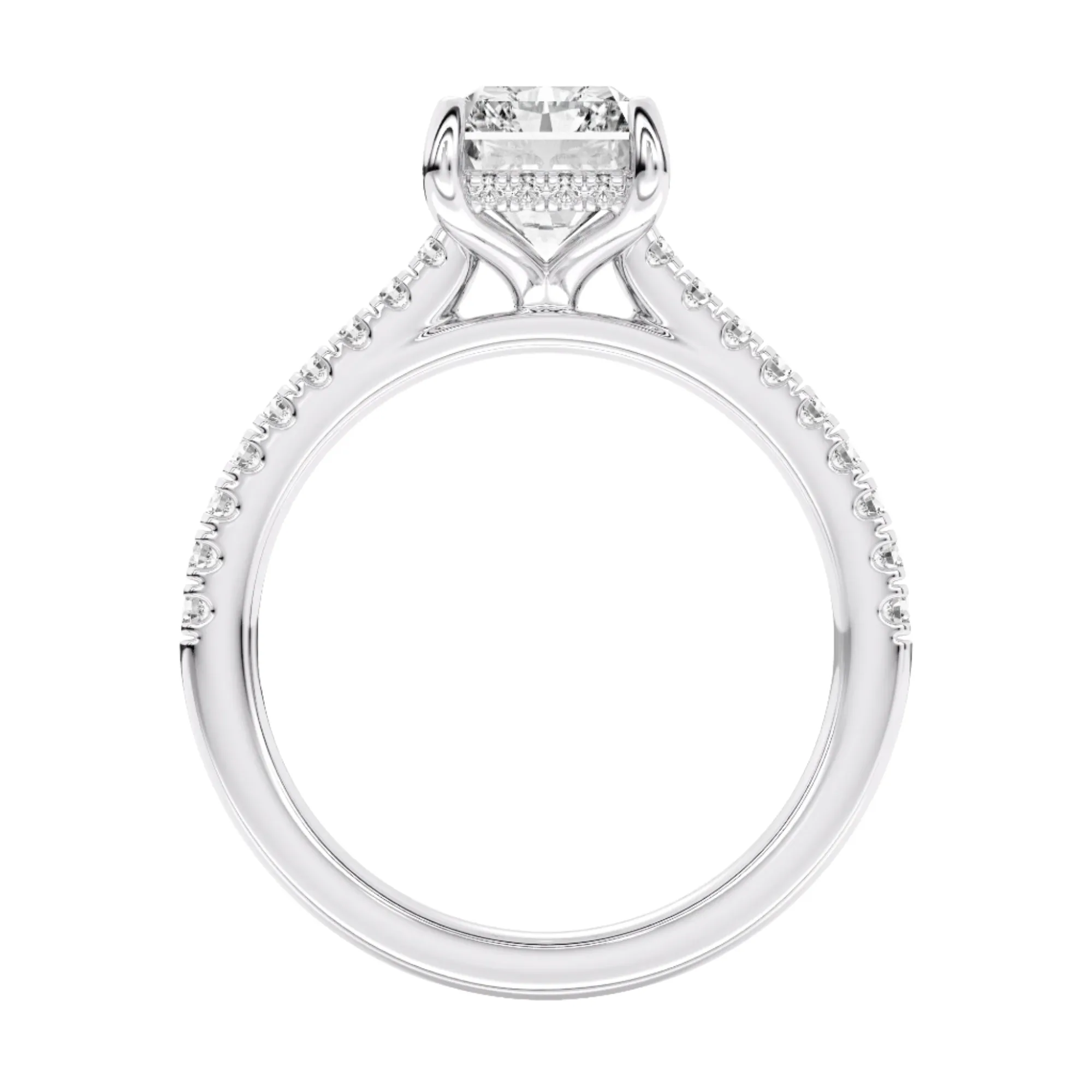 100 Facet 3.34ct Lab Grown Diamond Hidden Halo Engagement Ring