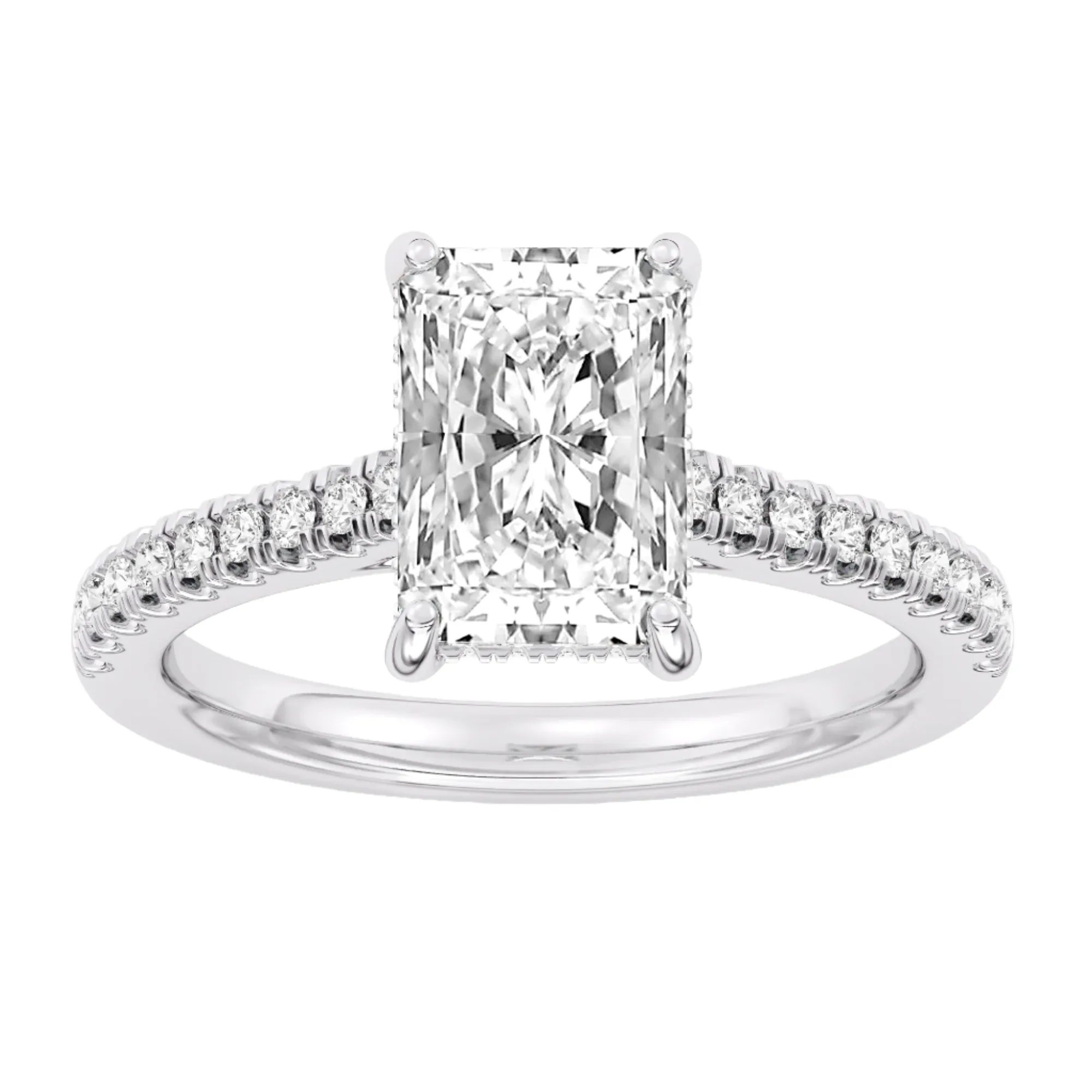 100 Facet 3.34ct Lab Grown Diamond Hidden Halo Engagement Ring