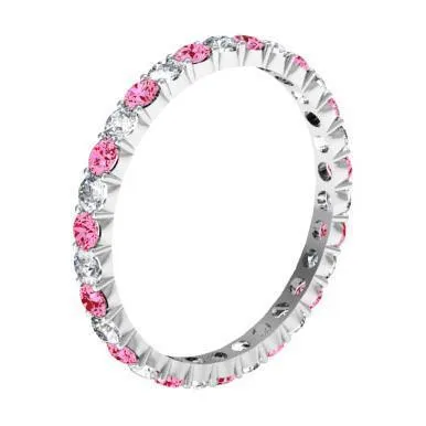 1.00cttw Diamond & Pink Sapphire Eternity Ring