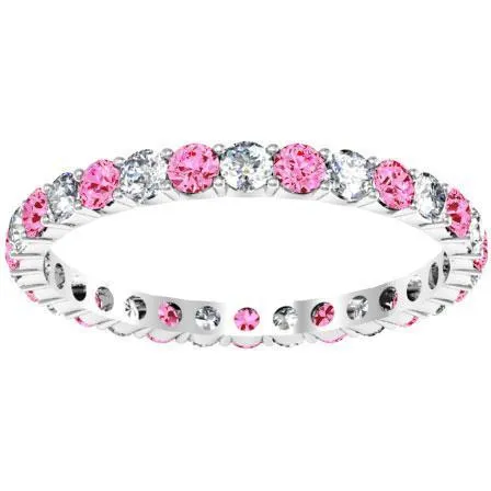 1.00cttw Diamond & Pink Sapphire Eternity Ring