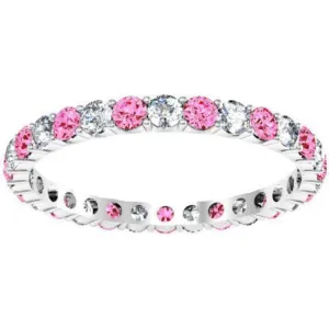 1.00cttw Diamond & Pink Sapphire Eternity Ring