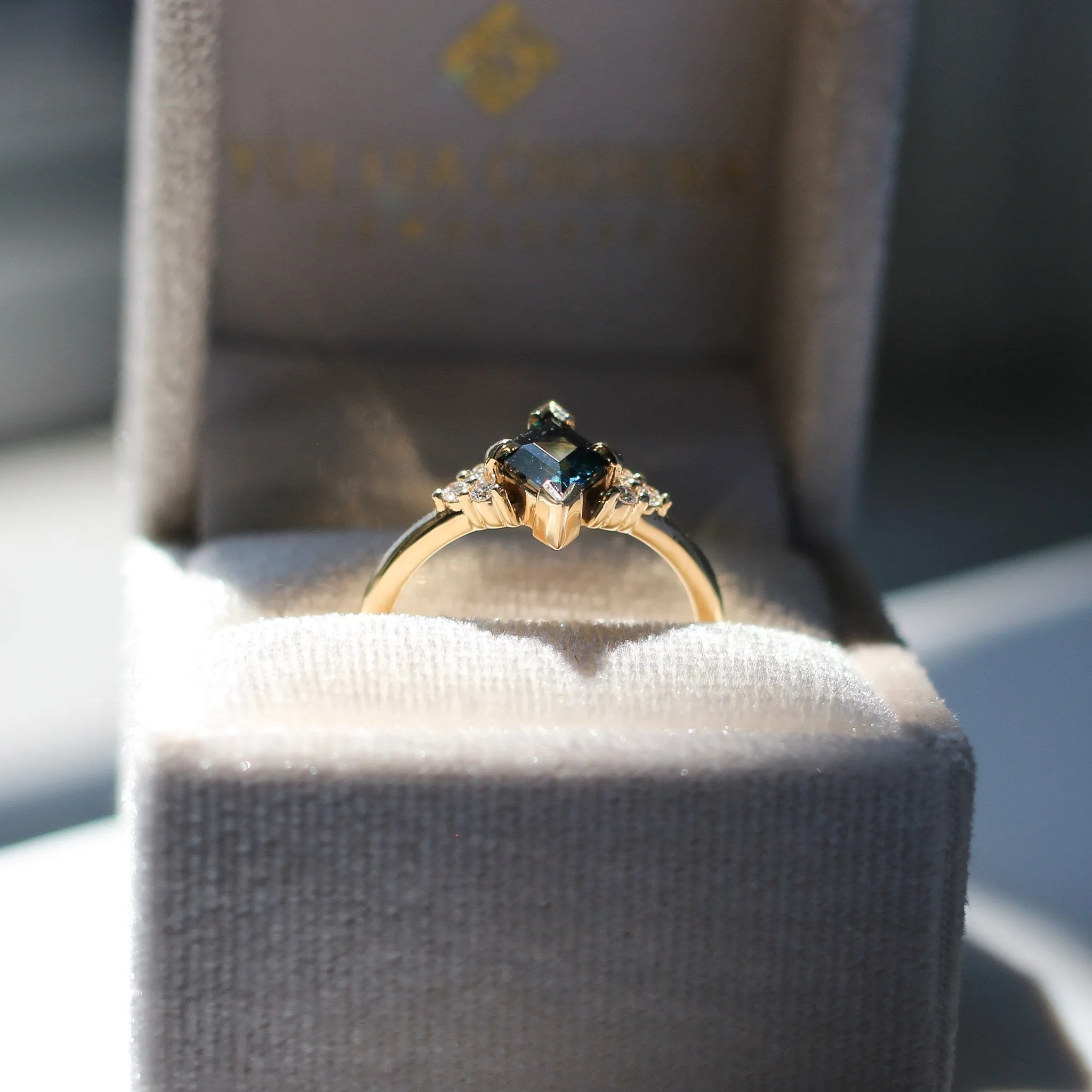 1.02ct Glacier Teal Kite Sapphire Ring