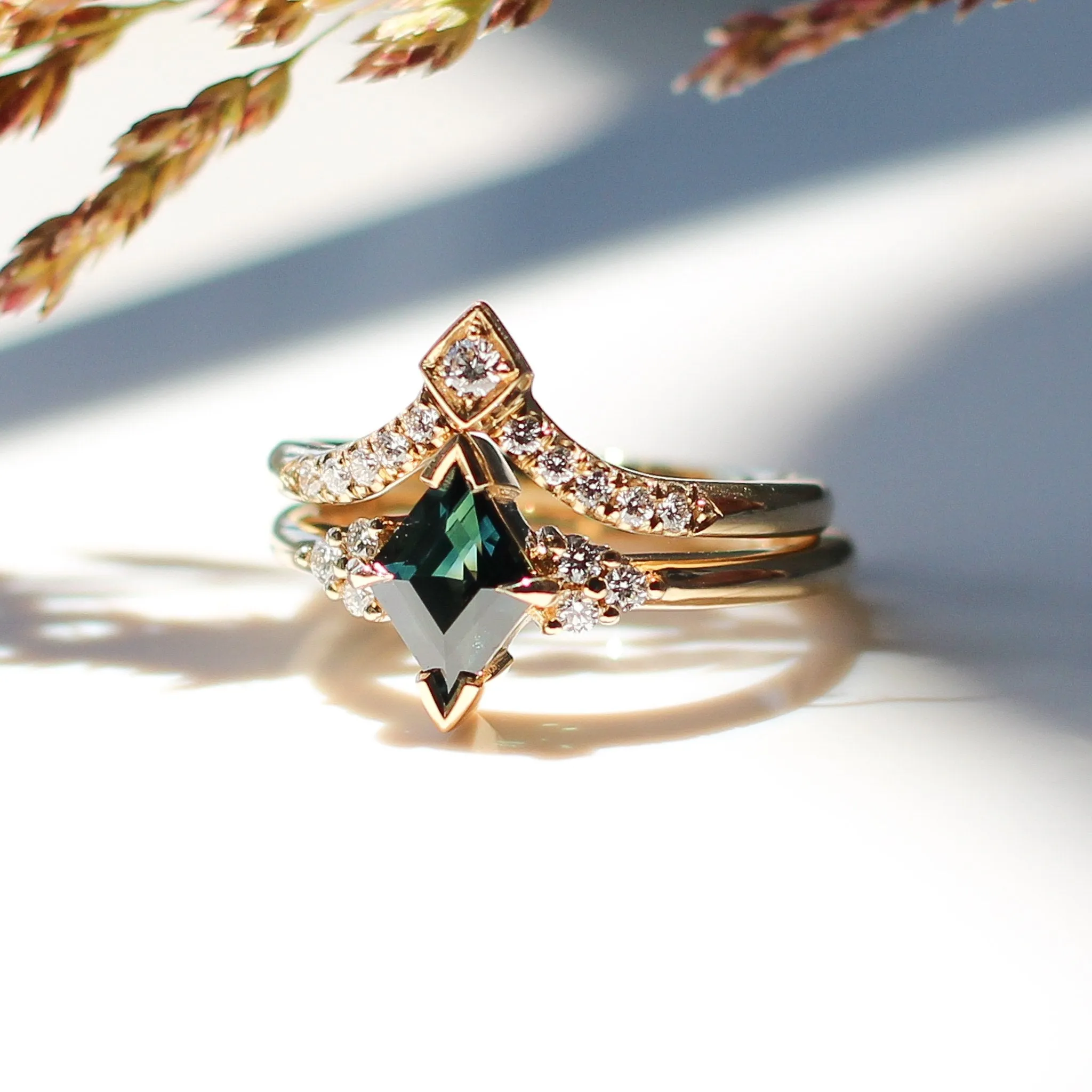 1.02ct Glacier Teal Kite Sapphire Ring