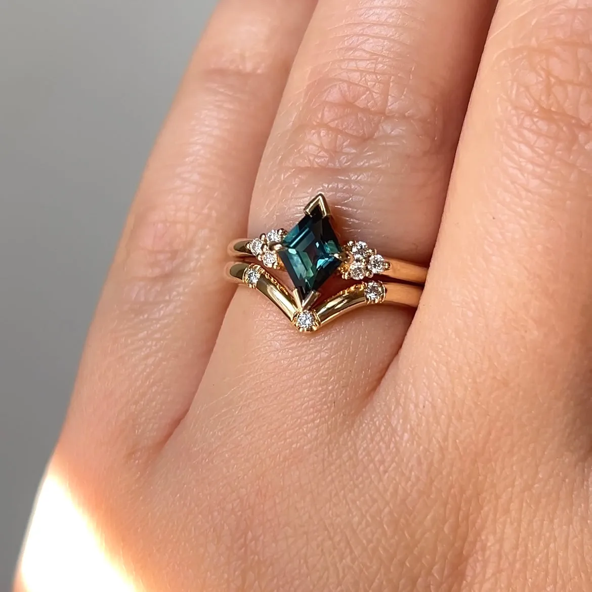 1.02ct Glacier Teal Kite Sapphire Ring