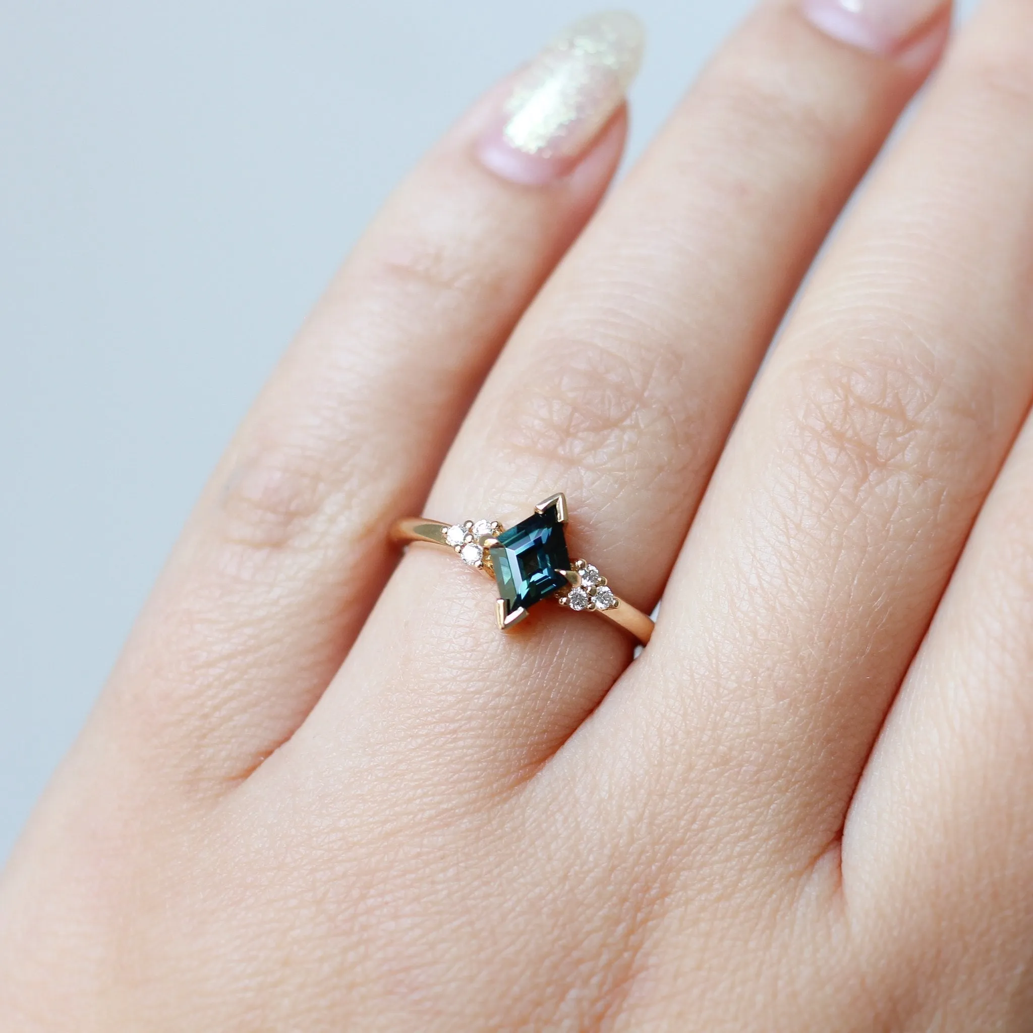 1.02ct Glacier Teal Kite Sapphire Ring