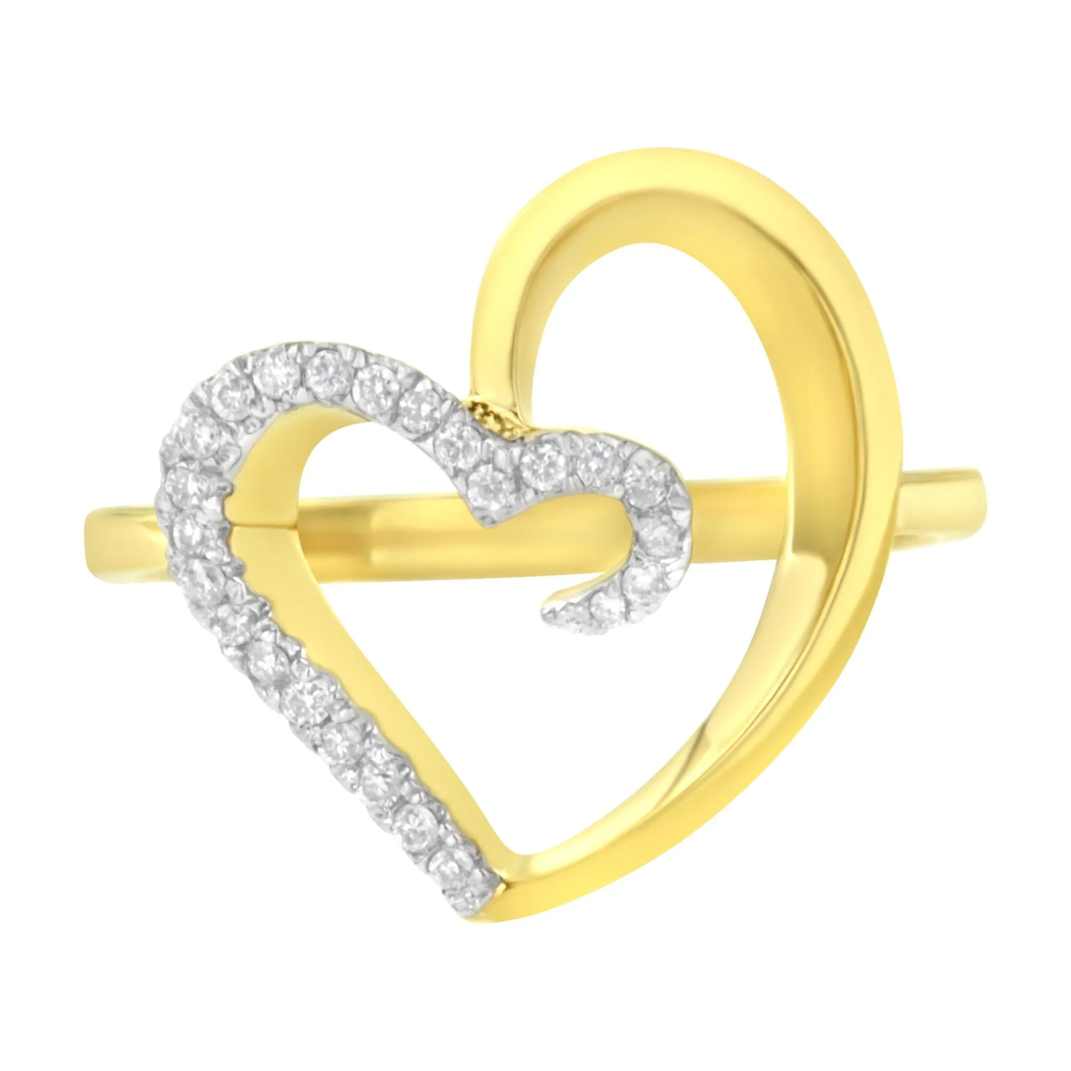 10KT Yellow Gold 1/10 cttw Diamond Heart Shape Ring (K-L, I1-I2)