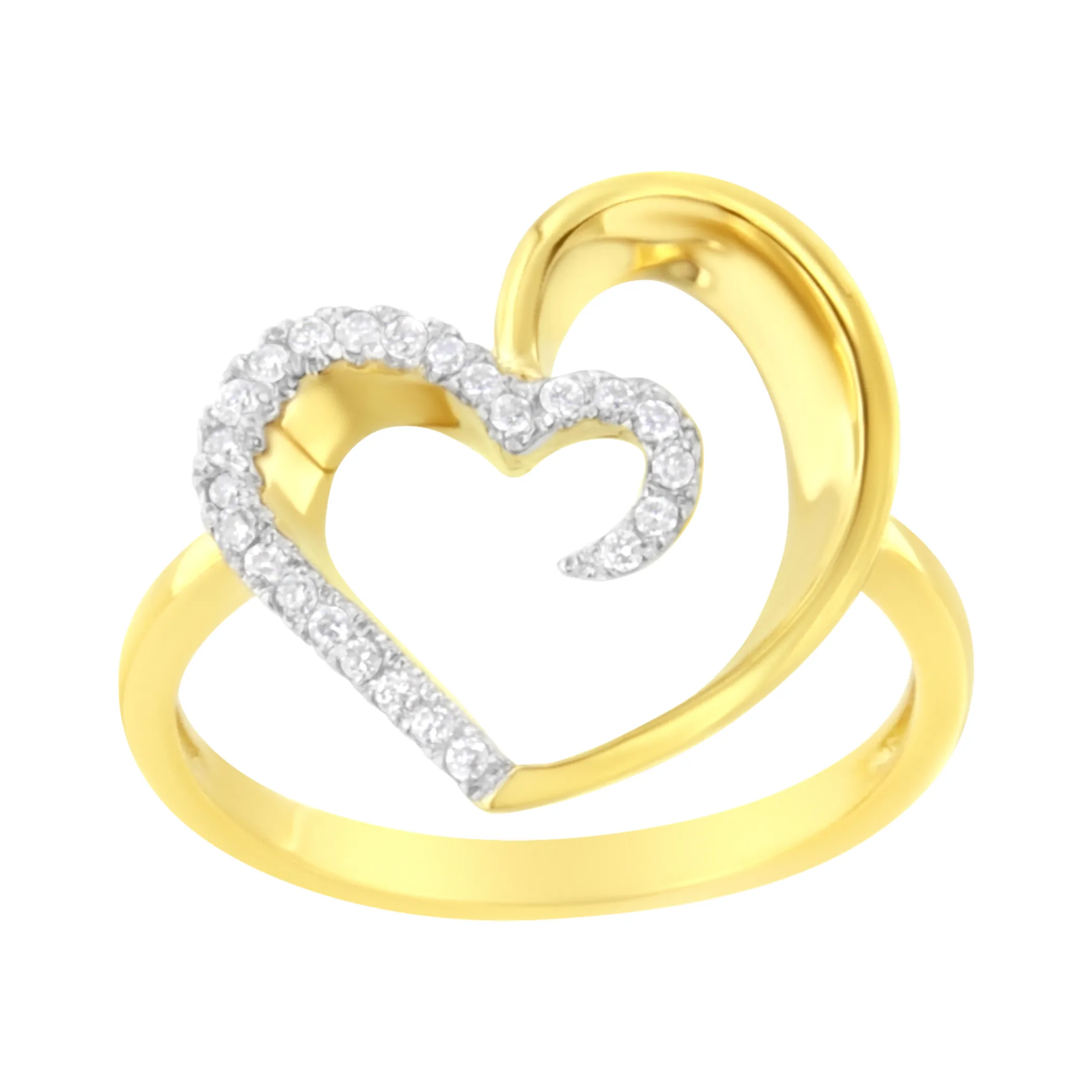 10KT Yellow Gold 1/10 cttw Diamond Heart Shape Ring (K-L, I1-I2)