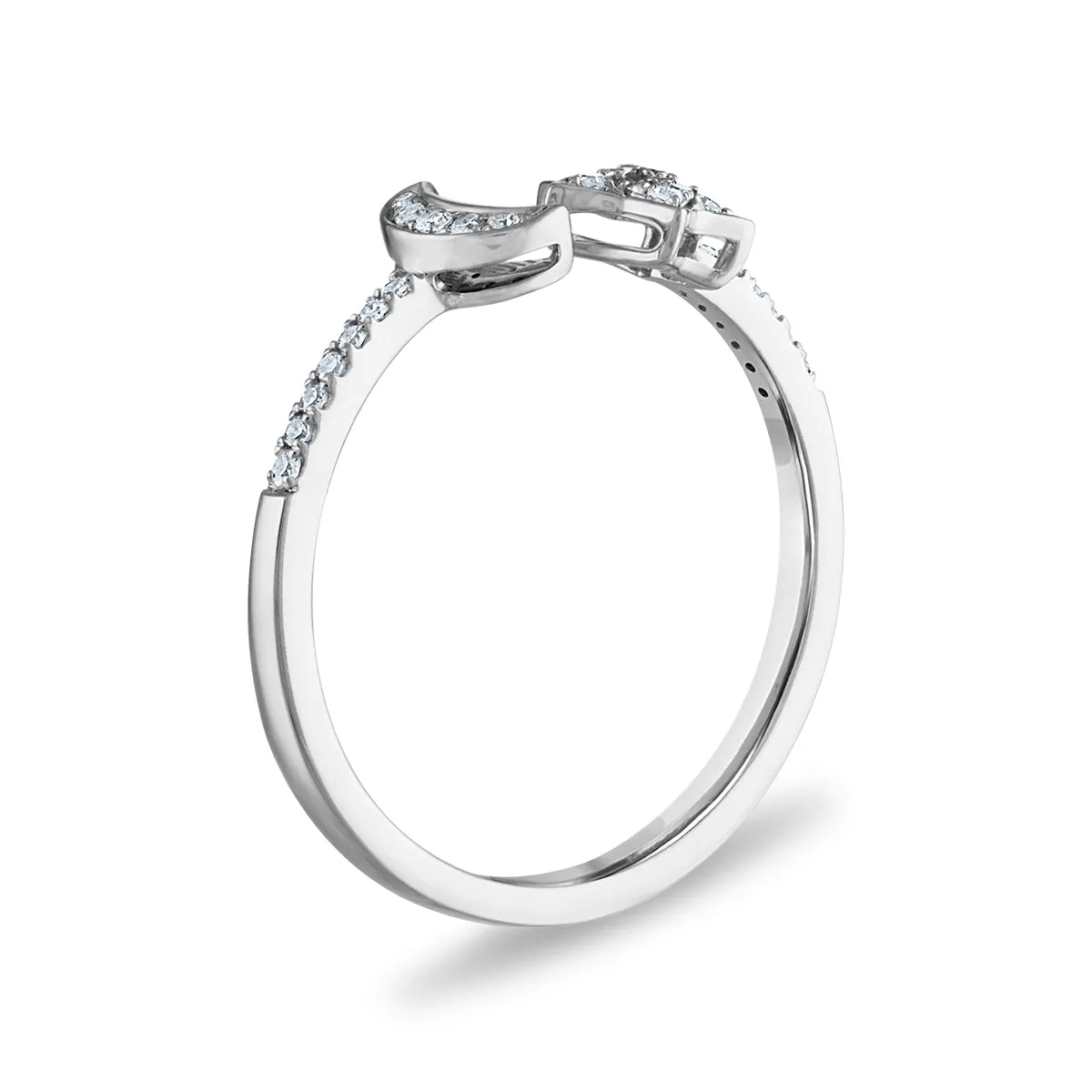 1/10 CTW Diamond Star and Moon Ring in 10KT White Gold