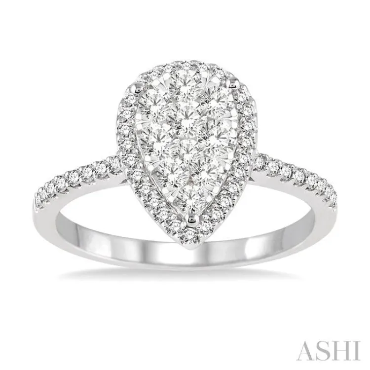 1/2 Ctw Pear Shape Diamond Lovebright Ring in 14K White Gold