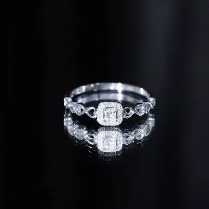 1/4 CT Real Diamond Infinity Heart Engagement Ring