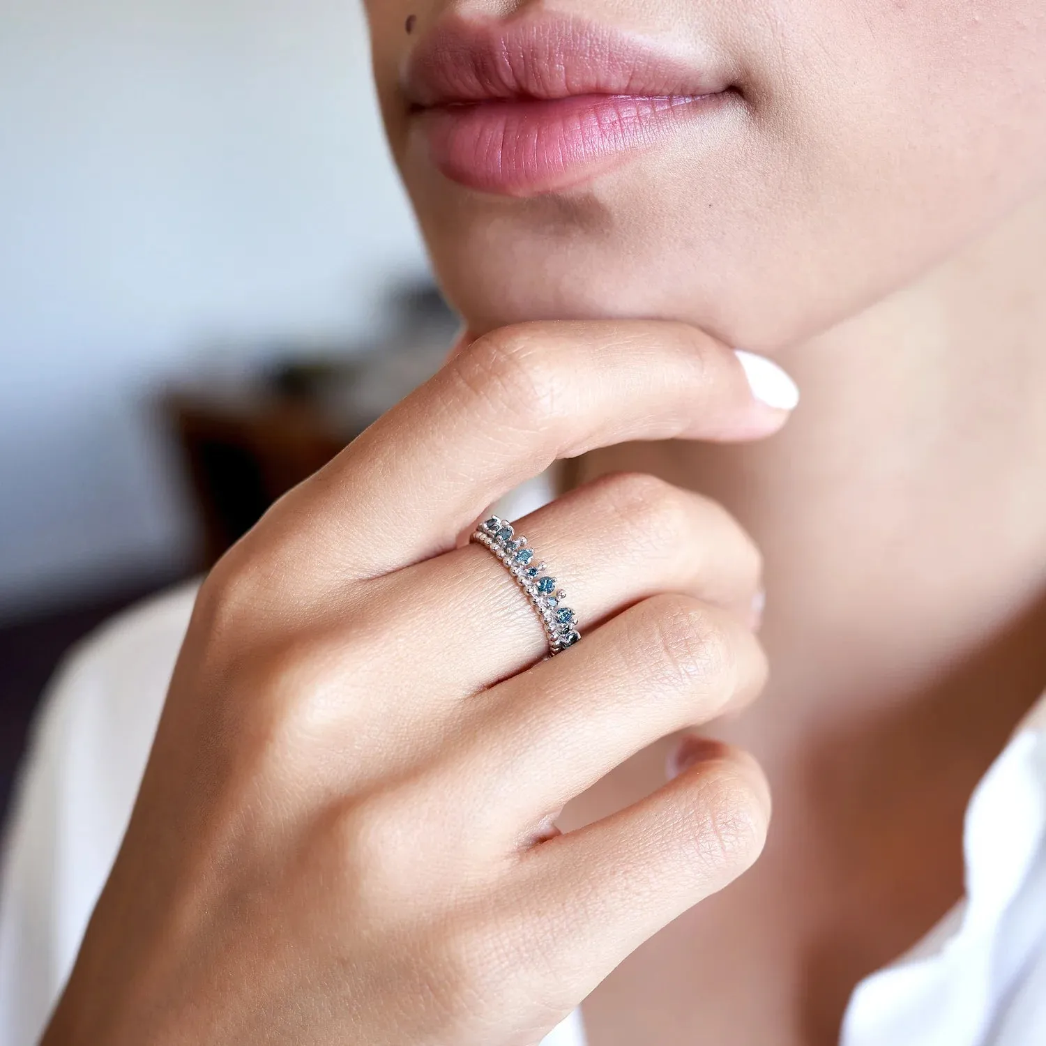 14K Solid Gold Glacial Dance of Love Ring with Diamonds