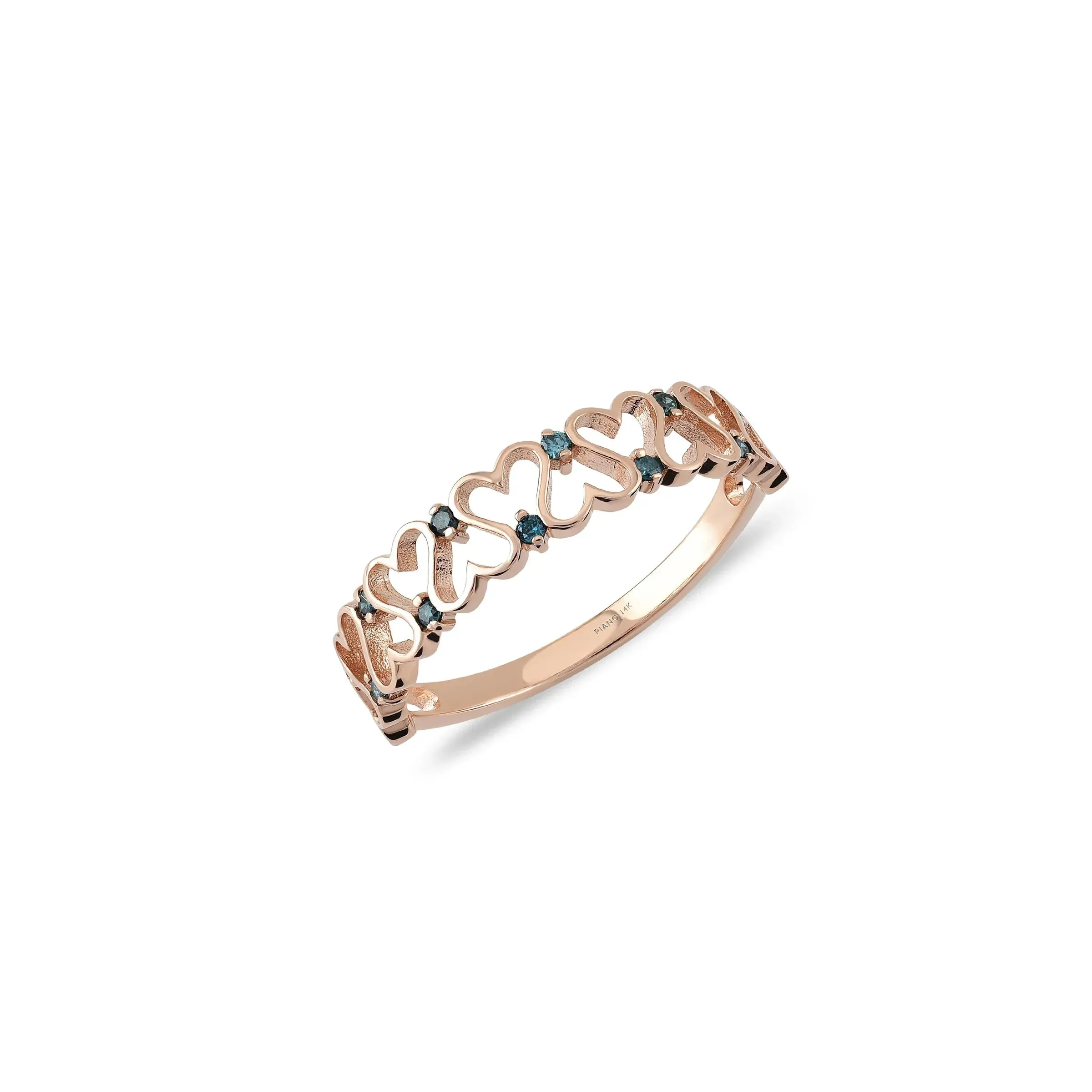 14K Solid Gold Love Symphony Ring with Blue Diamonds