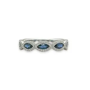 14K W Gold 0.22ctw Diamond 0.85ctw Marquise Shape Sapphire Ring