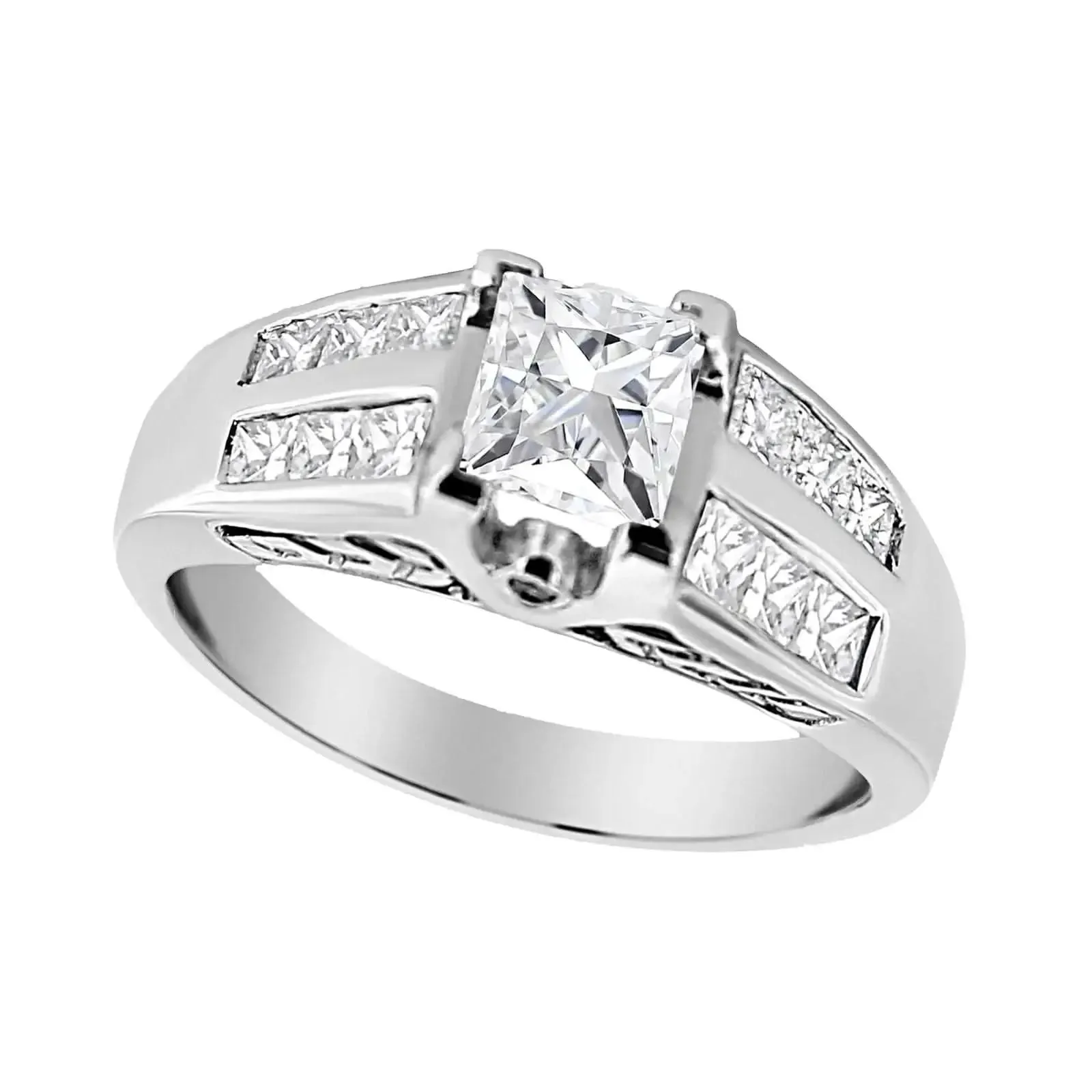 14K White Gold 1.25 Cttw Diamond Halo Princess Cut Engagement Ring