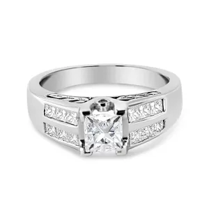 14K White Gold 1.25 Cttw Diamond Halo Princess Cut Engagement Ring