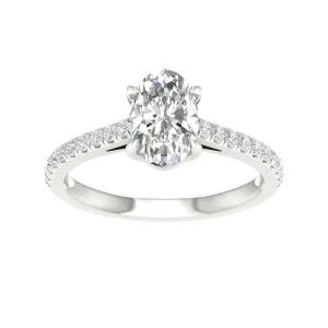 14K White Gold Lab Grown Oval Diamond Engagement Ring