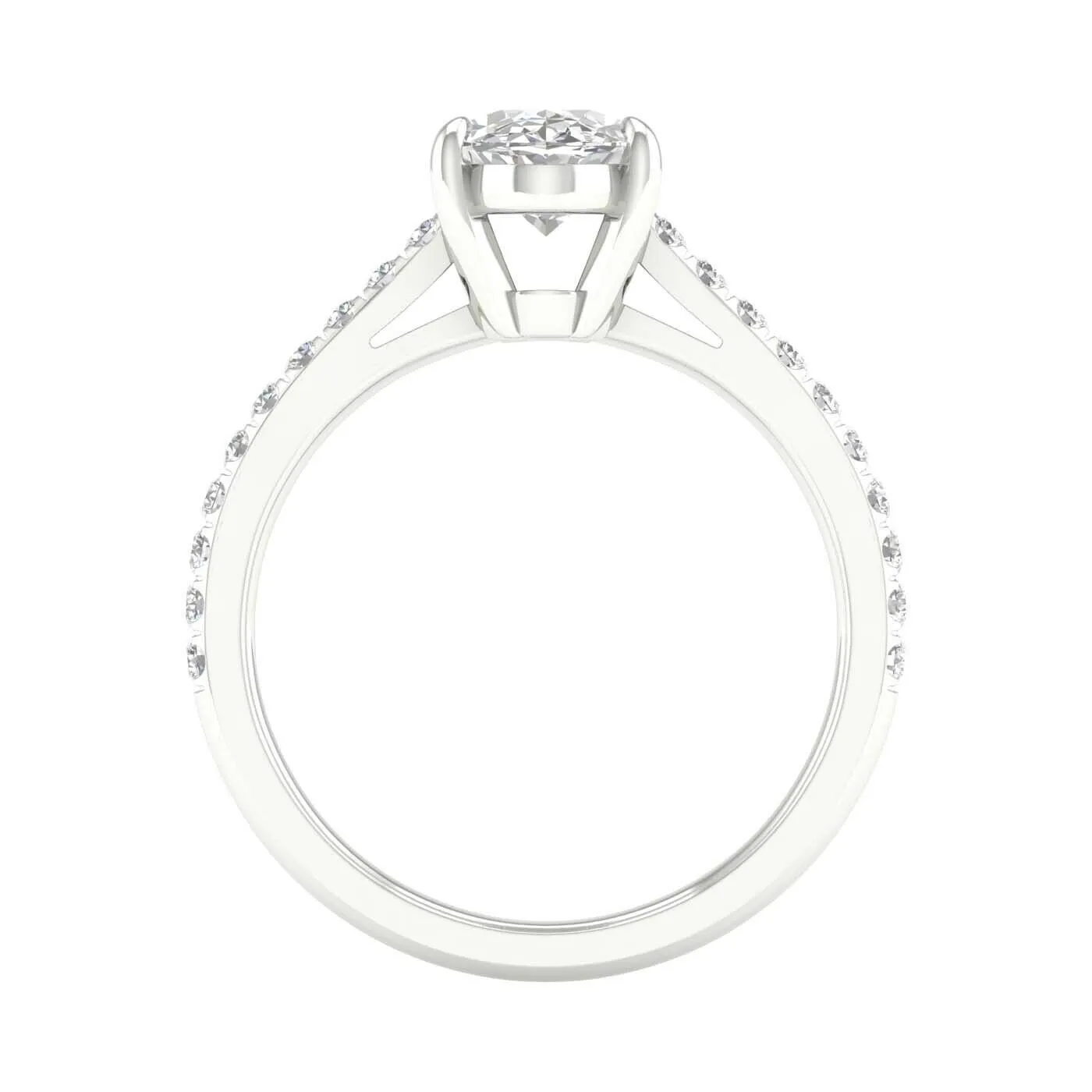 14K White Gold Lab Grown Oval Diamond Engagement Ring