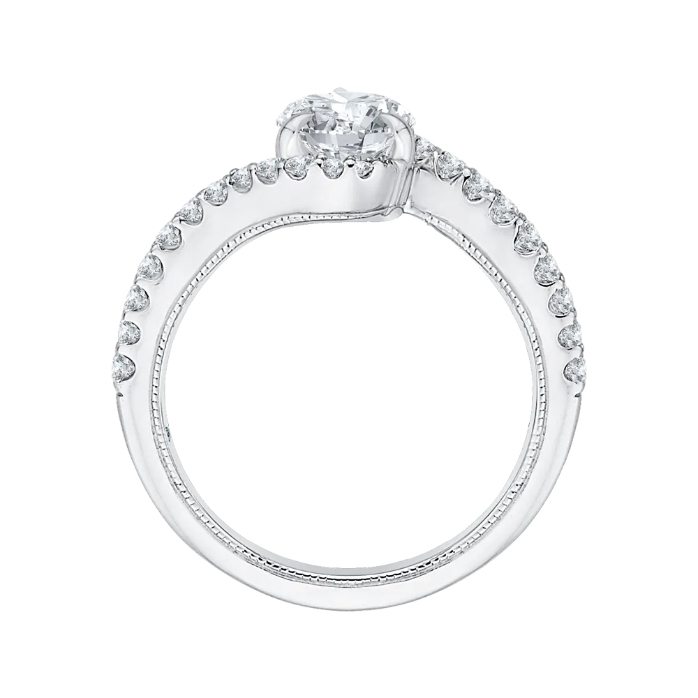 14K White Gold Pear Diamond Promise Engagement Ring (Semi Mount)